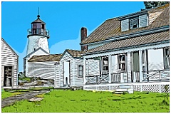 Burnt Island Light Station Reconstructed - Digital Painting